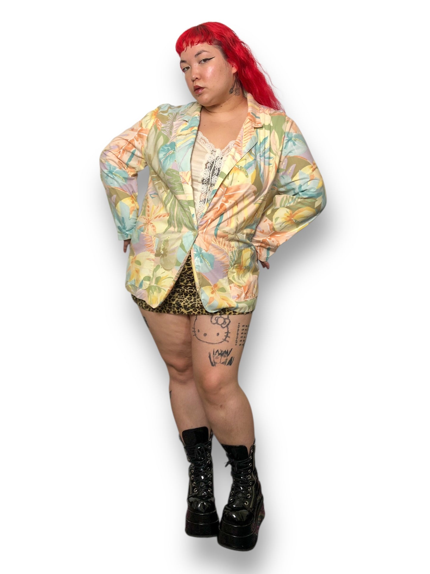 80’s Ms. Russ Pastel Floral Print Blazer (2X)