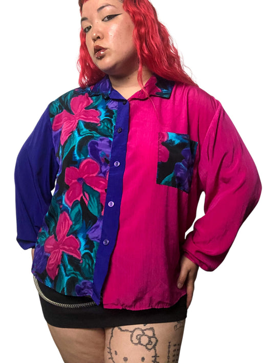 80’s/90’s S.G. Sport Retro Colorblock Blouse (2X)