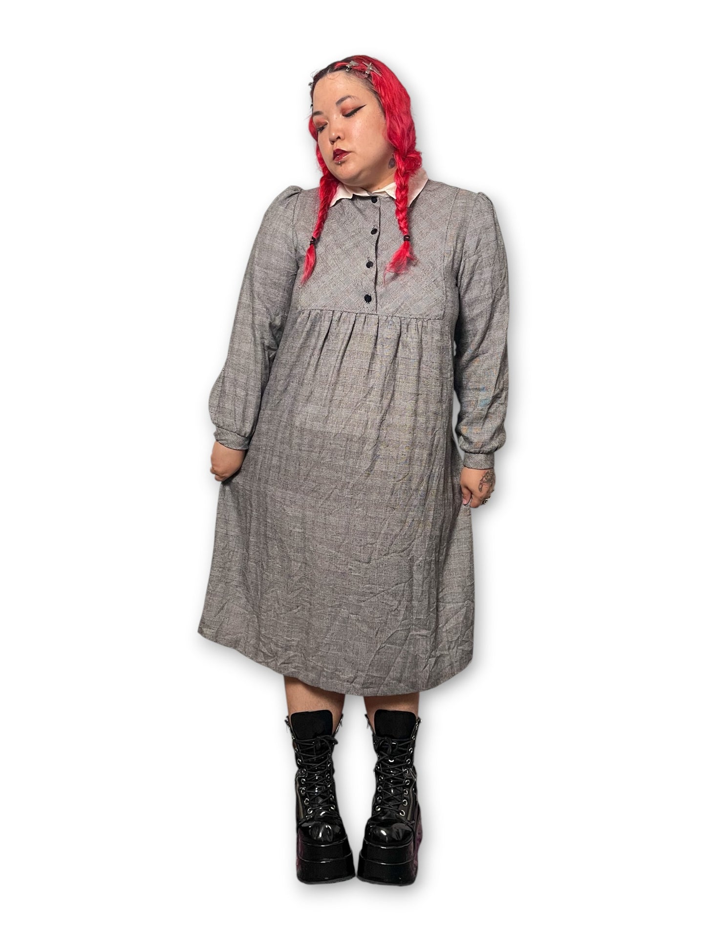 80’s/90’s Retro Plaid Midi Dress (1X/2X)