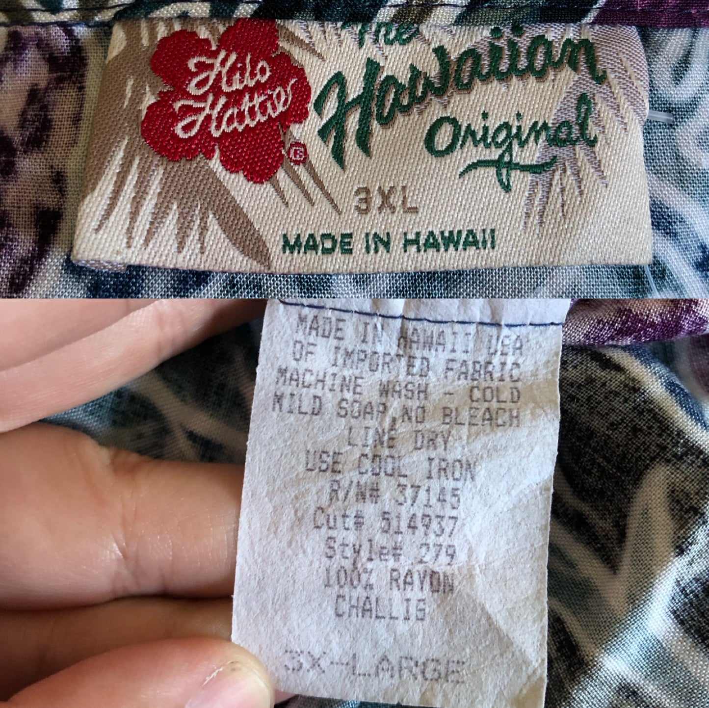 90’s/Y2K Hilo Hattie Blue and Purple Hawaiian Shirt (3X)
