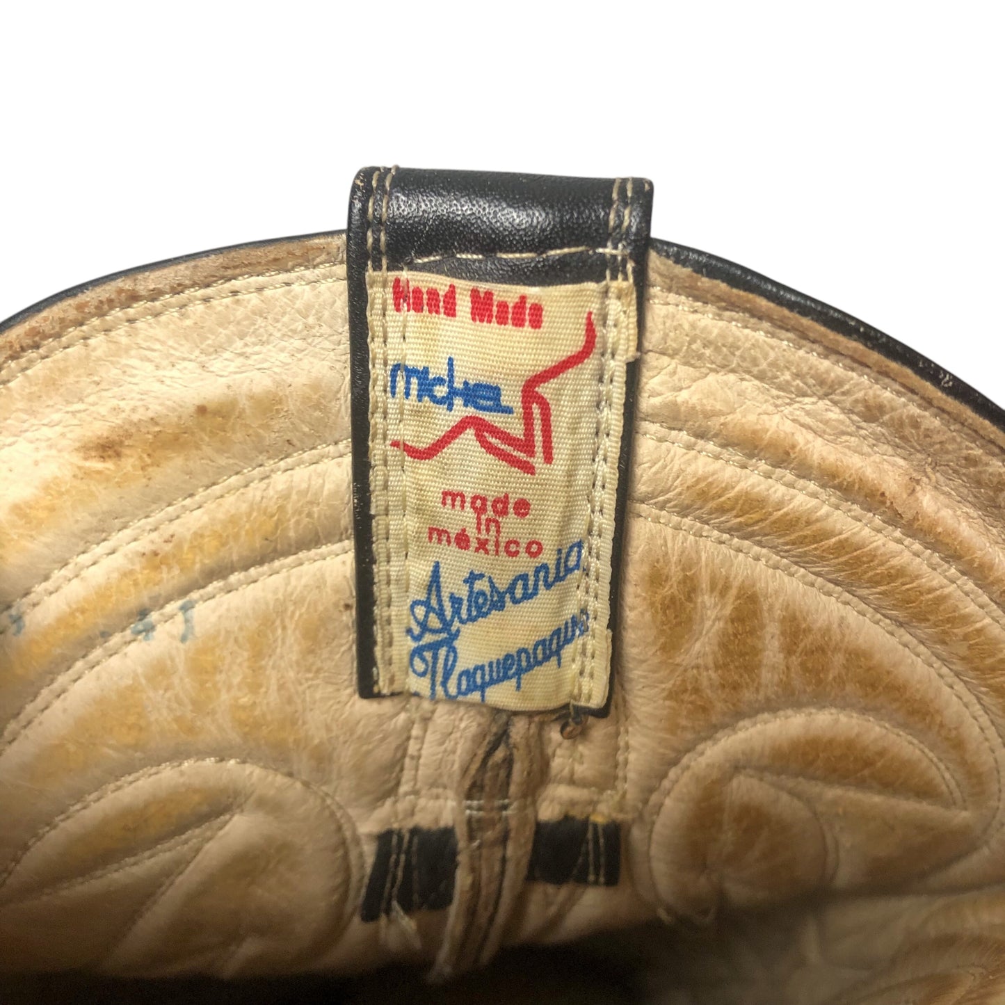 Vintage Artesania Jlaquepaoue Black Leather Cowboy Boots