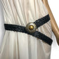 Vintage Black Leather Woven Belt (M/L)