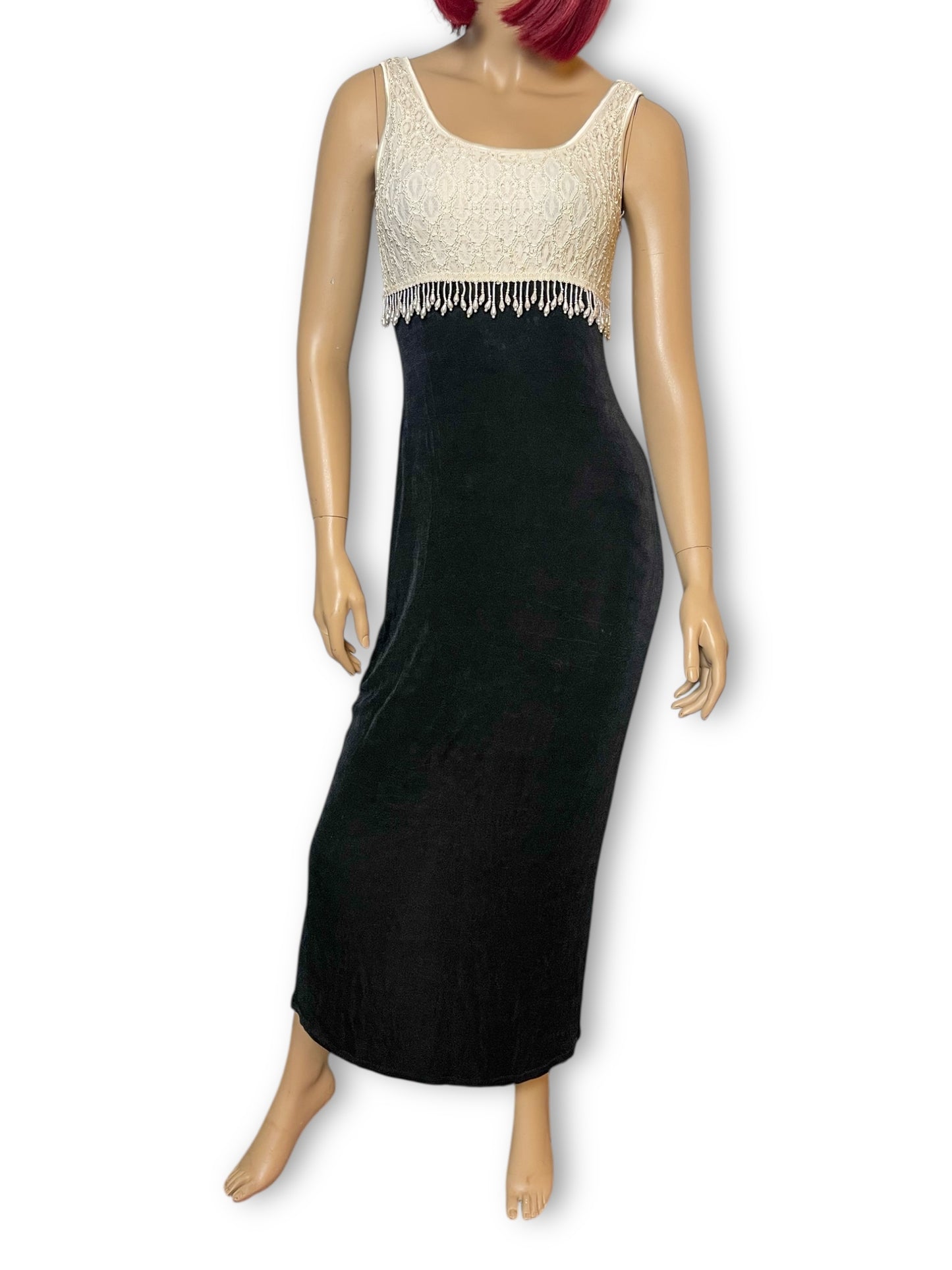 80’s/90’s Together Black and White Slinky Cocktail Dress (S/M/L)