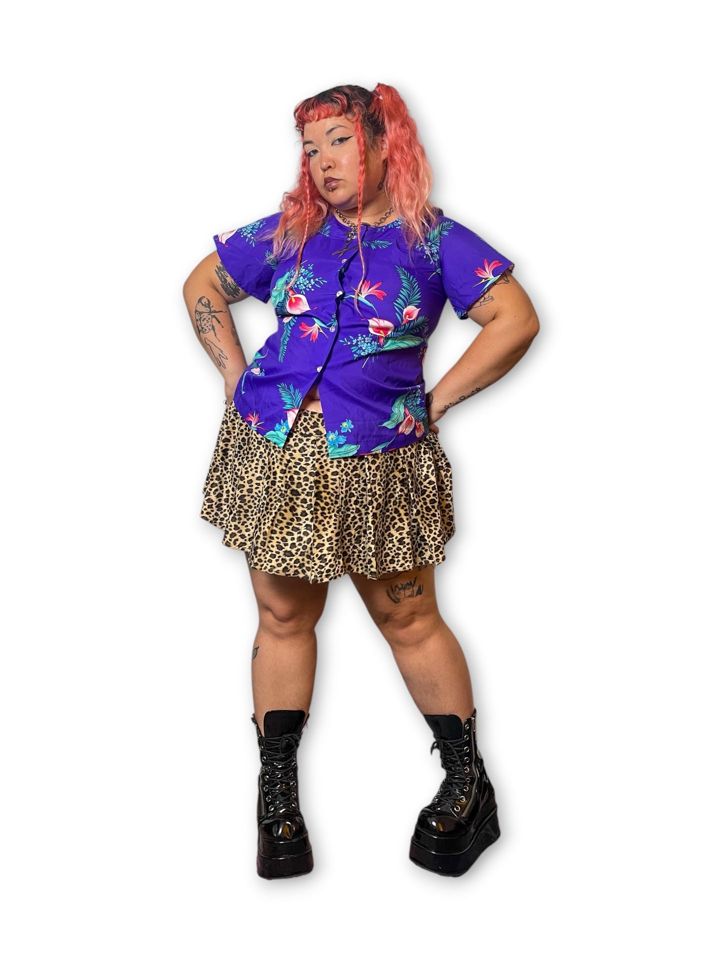 80’s Retro Hawaiian Print Blouse (XL/1X)