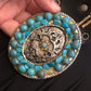 Vintage Black Leather Medallion Belt (M/L)