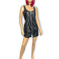 90’s/Y2K Allure Black Leather Mini Dress (M)