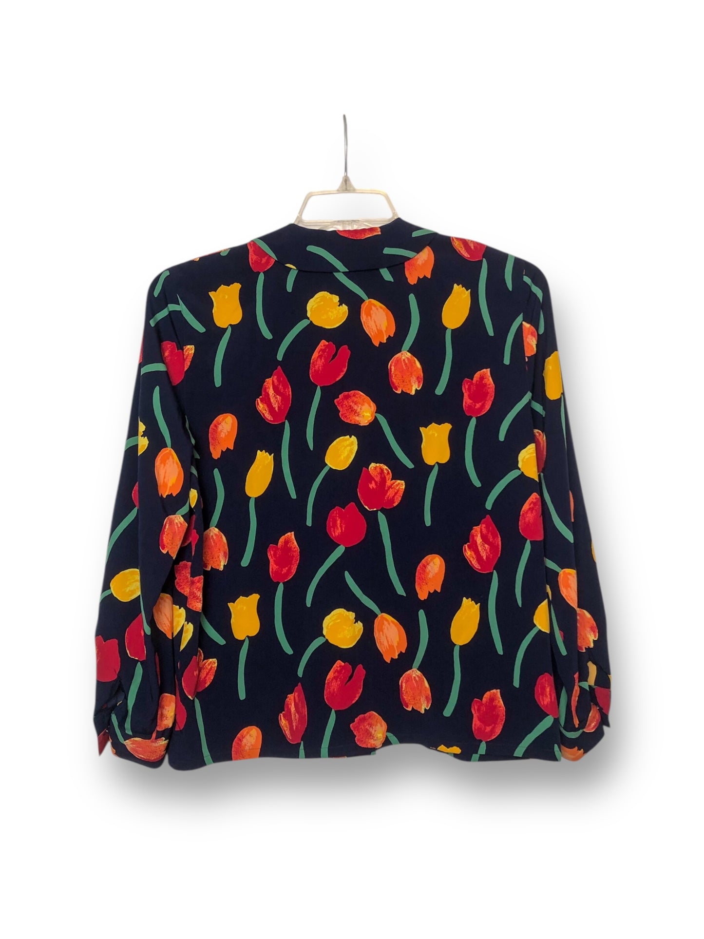 70’s/80’s Rèitre Navy Blue Floral Print Blouse (M)