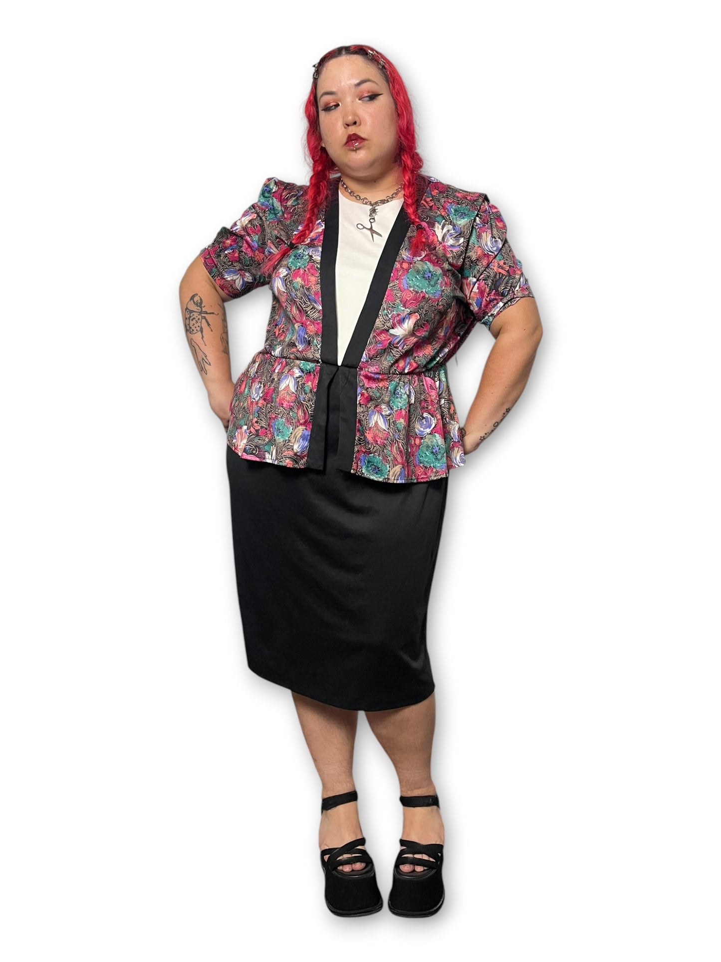 80’s Retro Peplum Dress (1X)