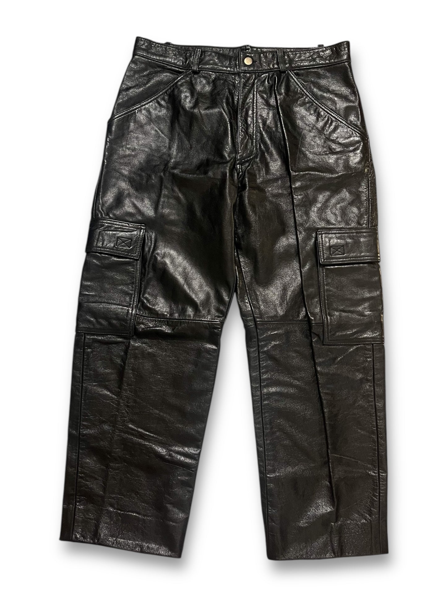 90’s/Y2K M. Julian by Wilsons Black Leather Cargo Pants (L/XL)