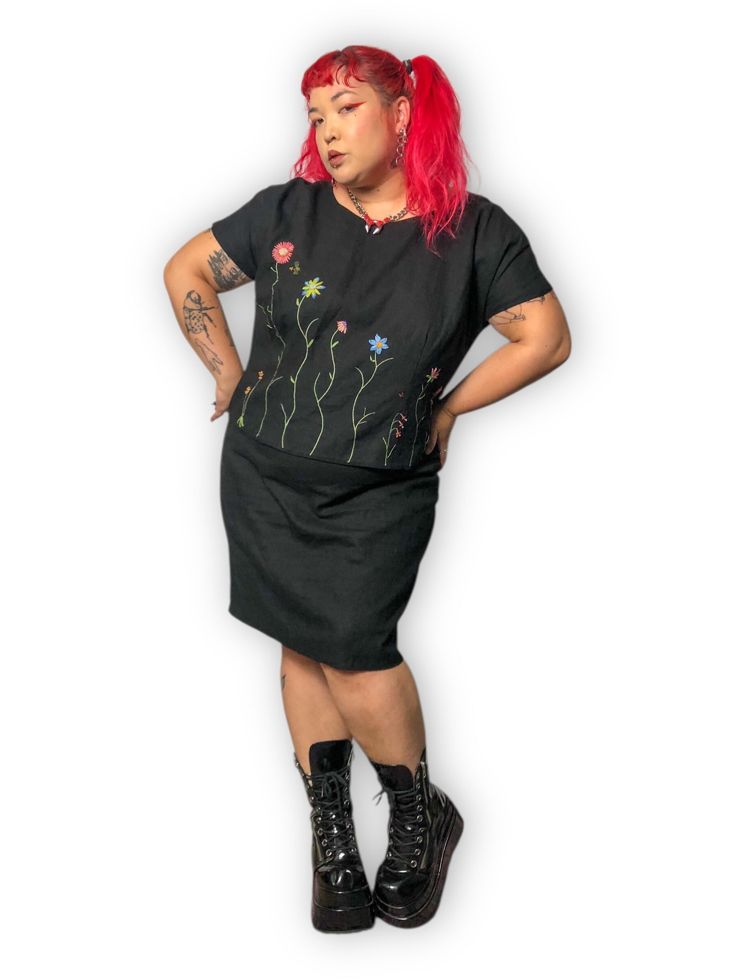 90’s Positive Attitude Black Layered Pencil Dress (2X)