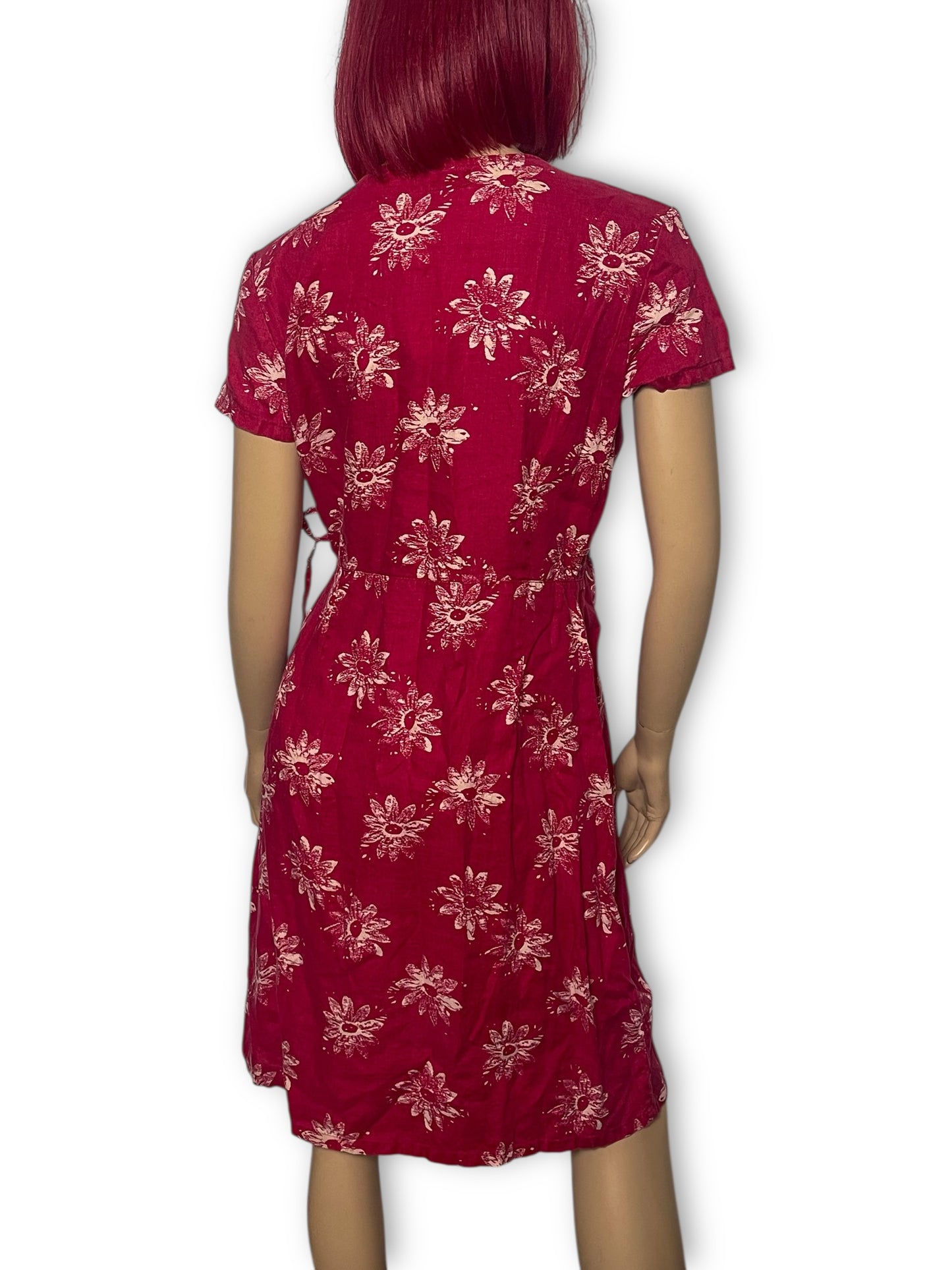 90’s Eddie Bauer Red Floral Wrap Dress (L/XL)