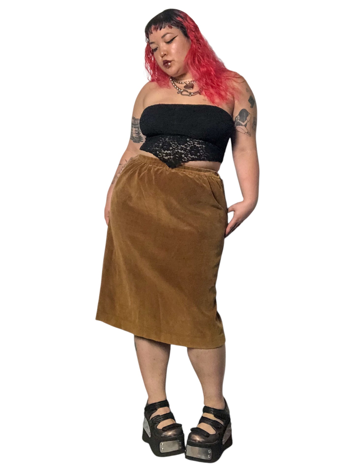 70’s Astor II Brown Corduroy Skirt (XL/2X)