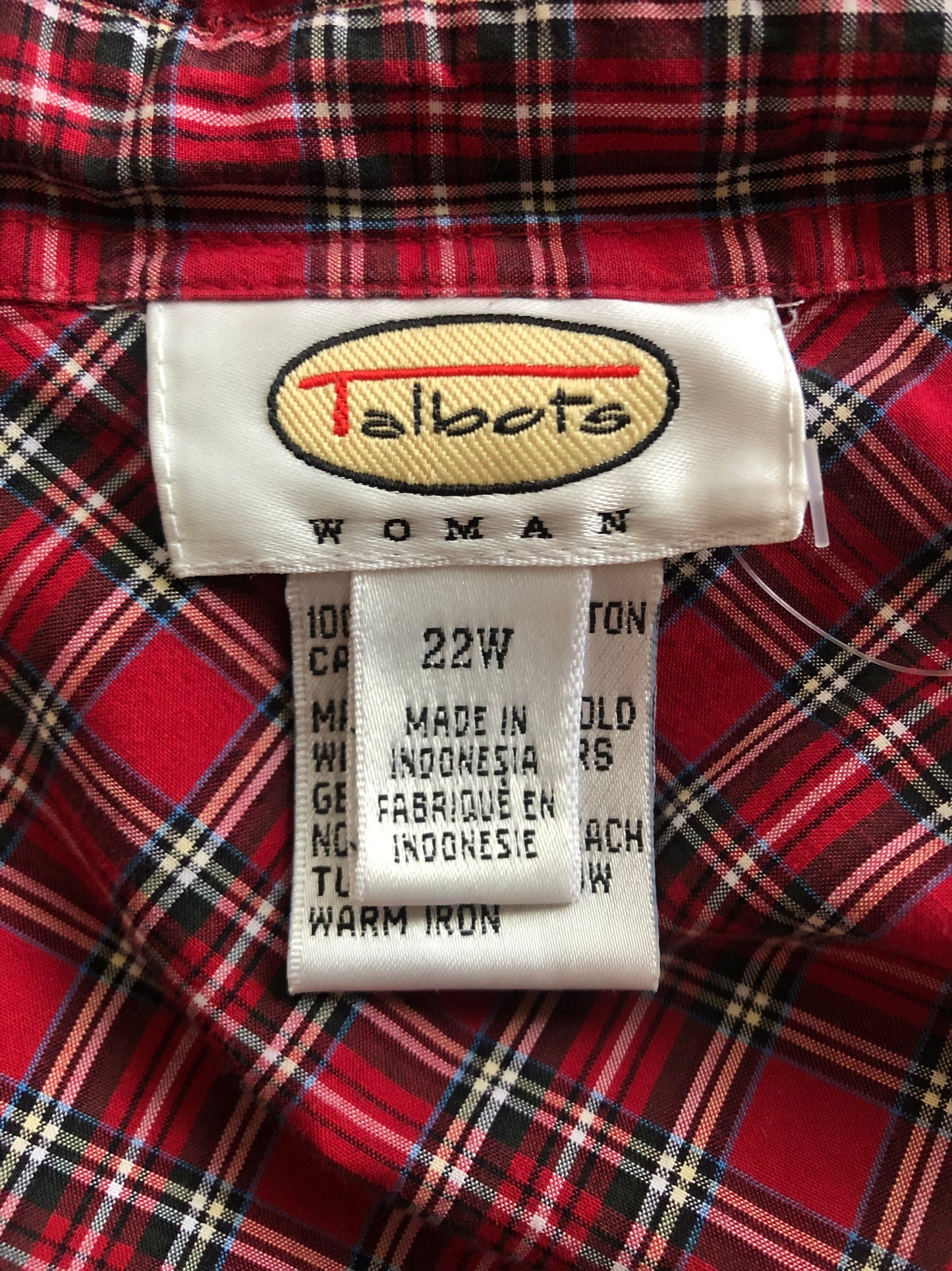 Y2K Talbots Red Tartan Plaid Button Down Shirt (3X)