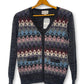 80’s Loubella Gray Argyle Knit Cardigan Sweater (L)