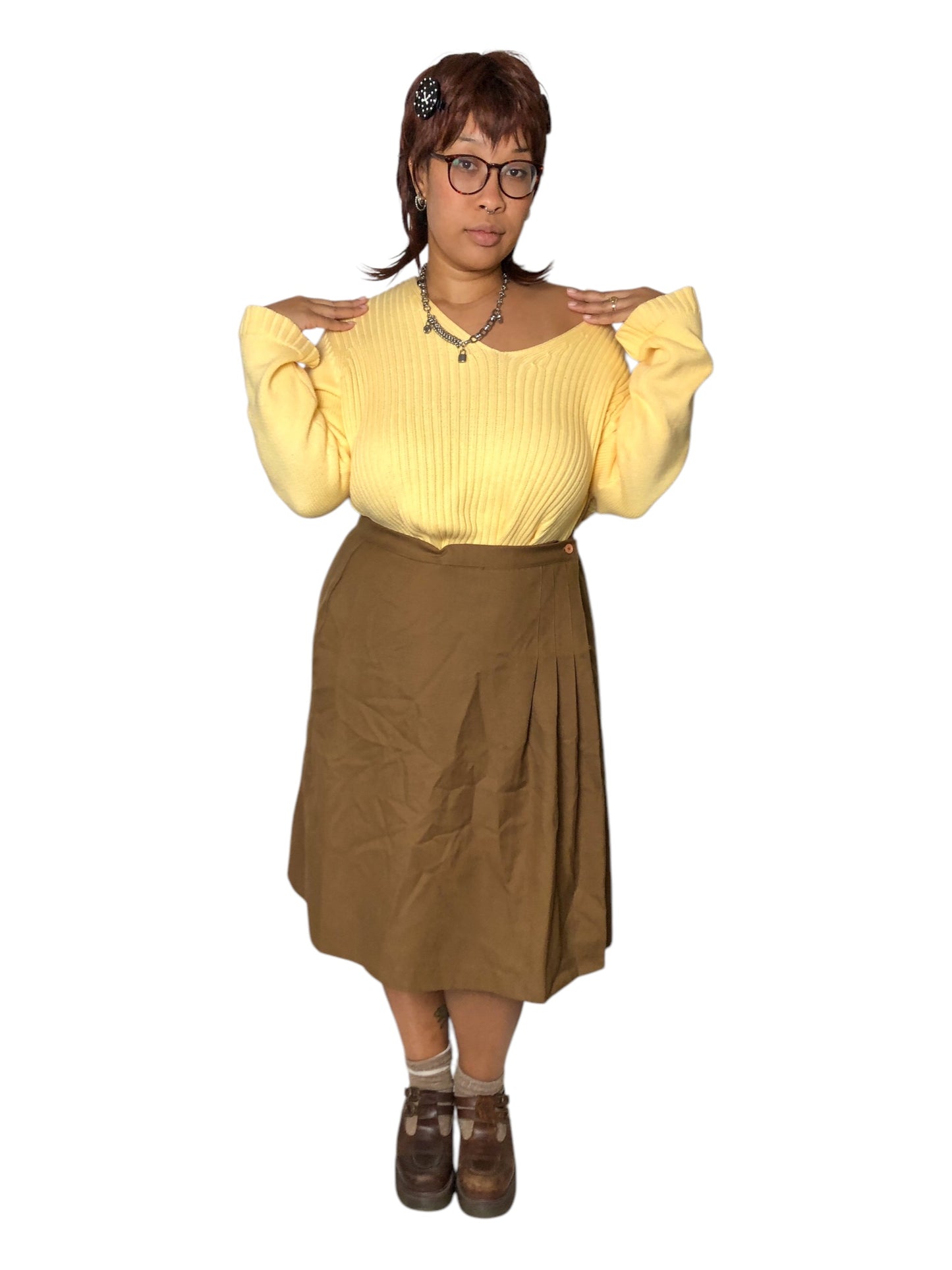 70’s Spiegel Khaki Pleated Skirt (2X)