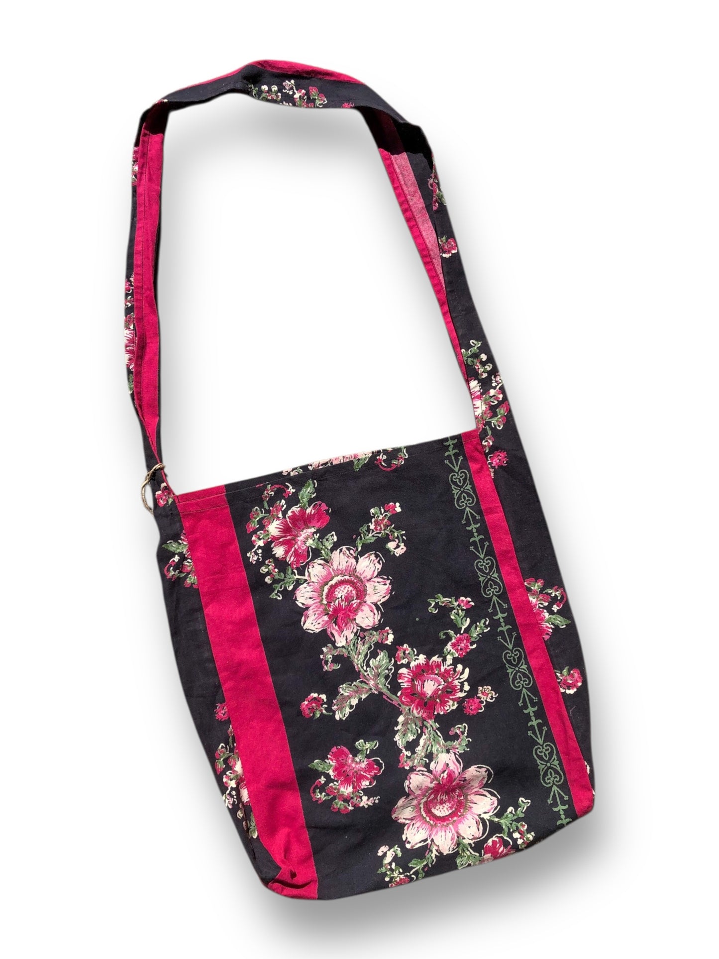 Black and Red Floral Print Tote Bag