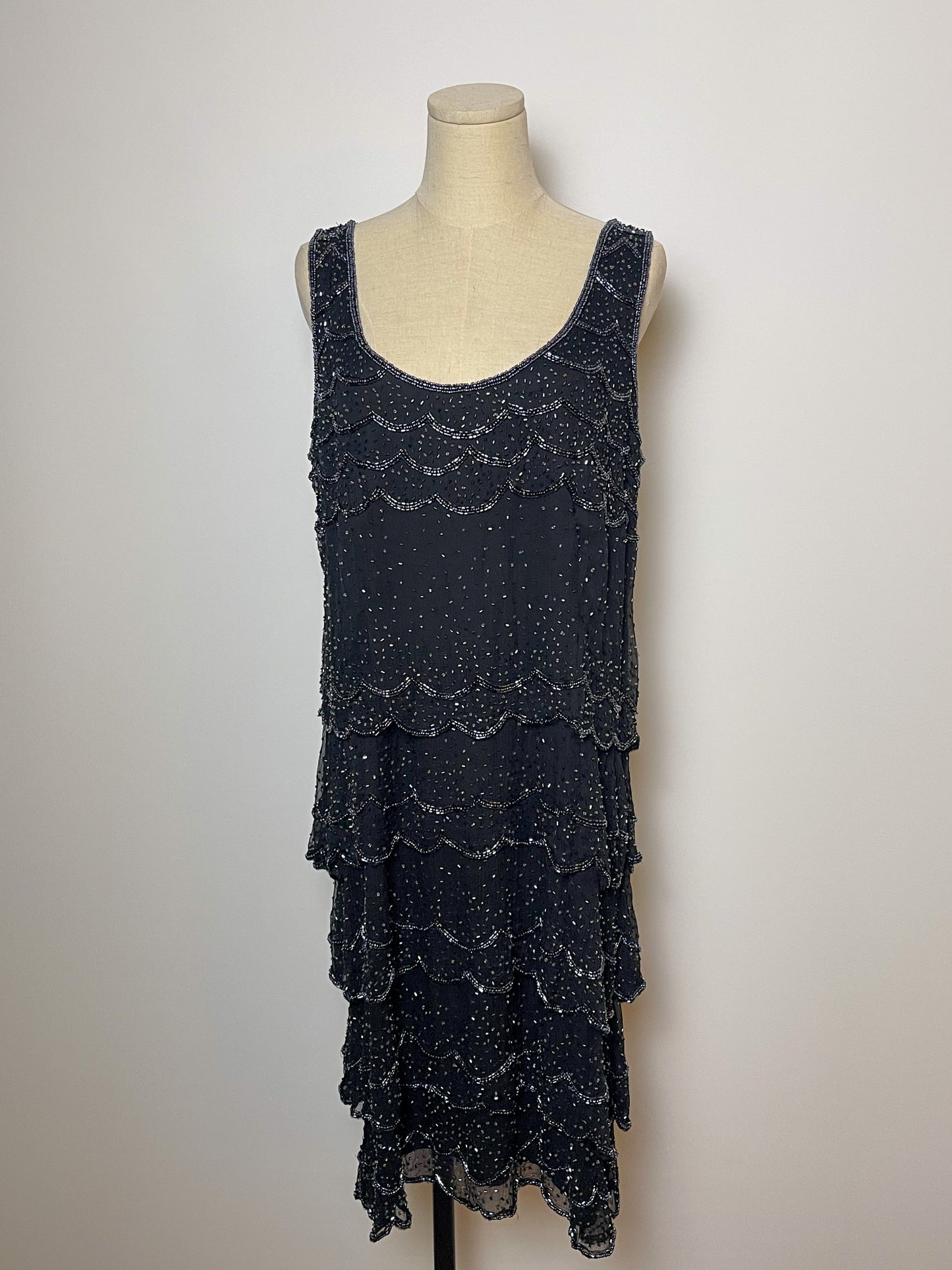 90’s Silk Beaded Tiered Cocktail Dress (XL/1X)