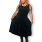 60’s/70’s Bechamel Black Velvet Midi Dress (XL)
