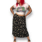 Y2K Sag Harbor Black Floral Print Midi Skirt (2X)