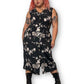 90’s/Y2K Lucy Black and White Floral Print Maxi Dress (XL)
