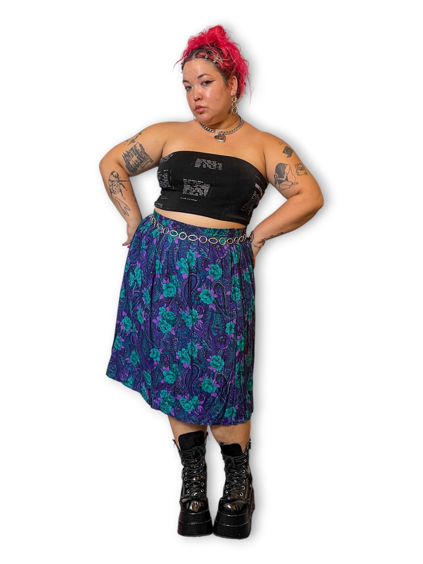 80’s/90’s Retro Floral Paisley Skirt (1X/2X/3X)
