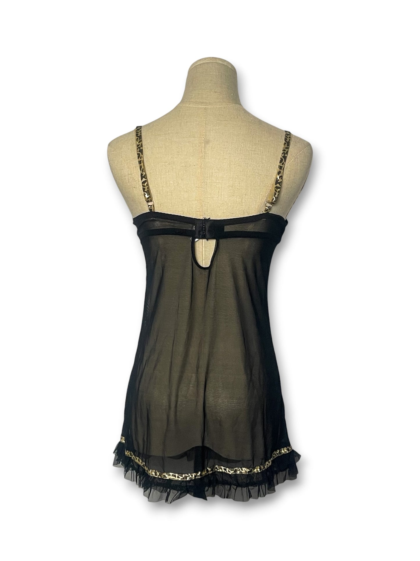 Y2K Black Leopard Chemise (L)