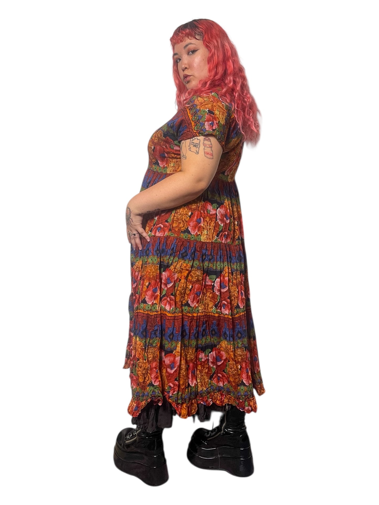 90’s/Y2K Boho Print Maxi Dress (XL/1X)