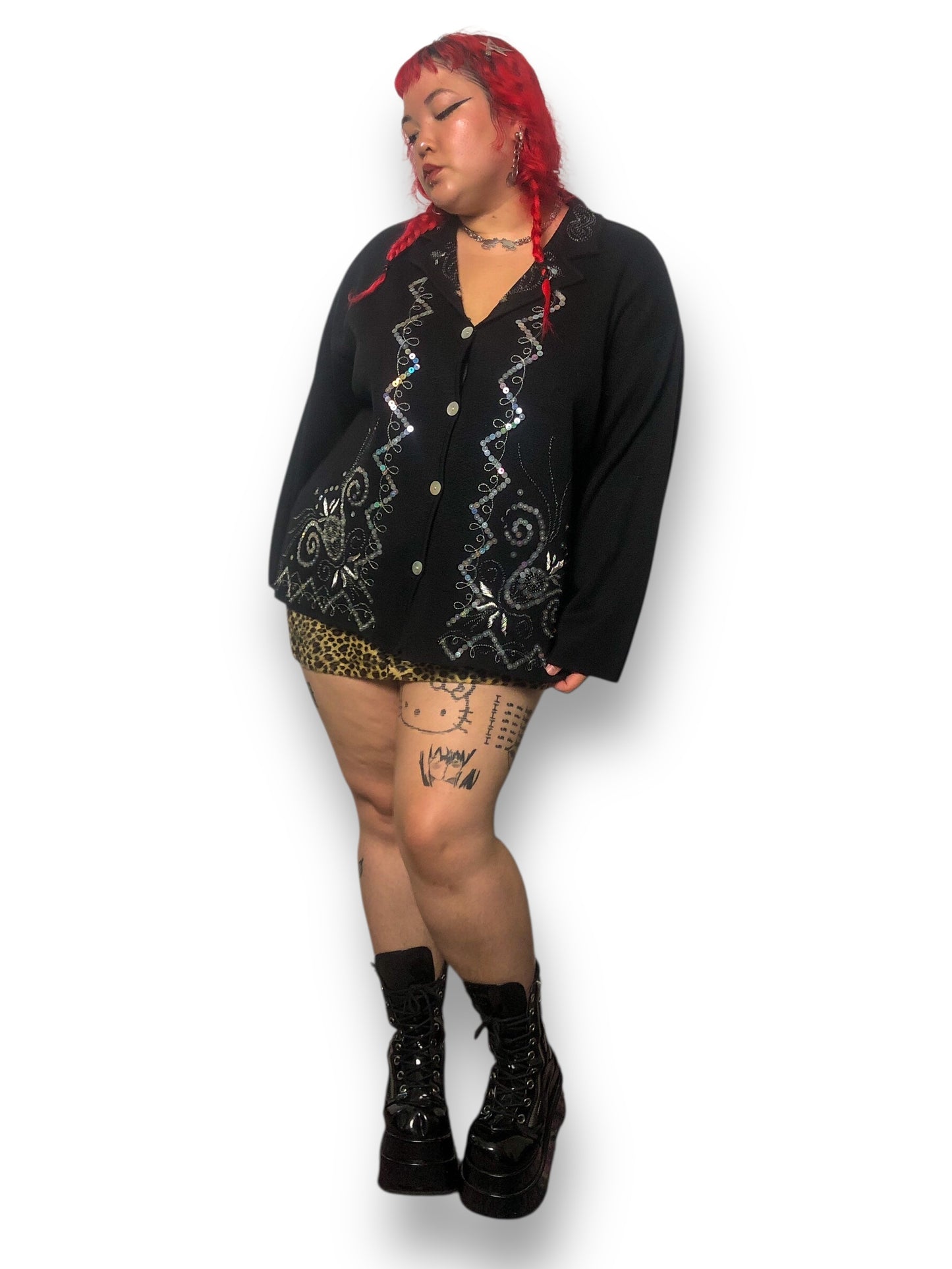 90’s Carole Little Black Cardigan Sweater (2X)