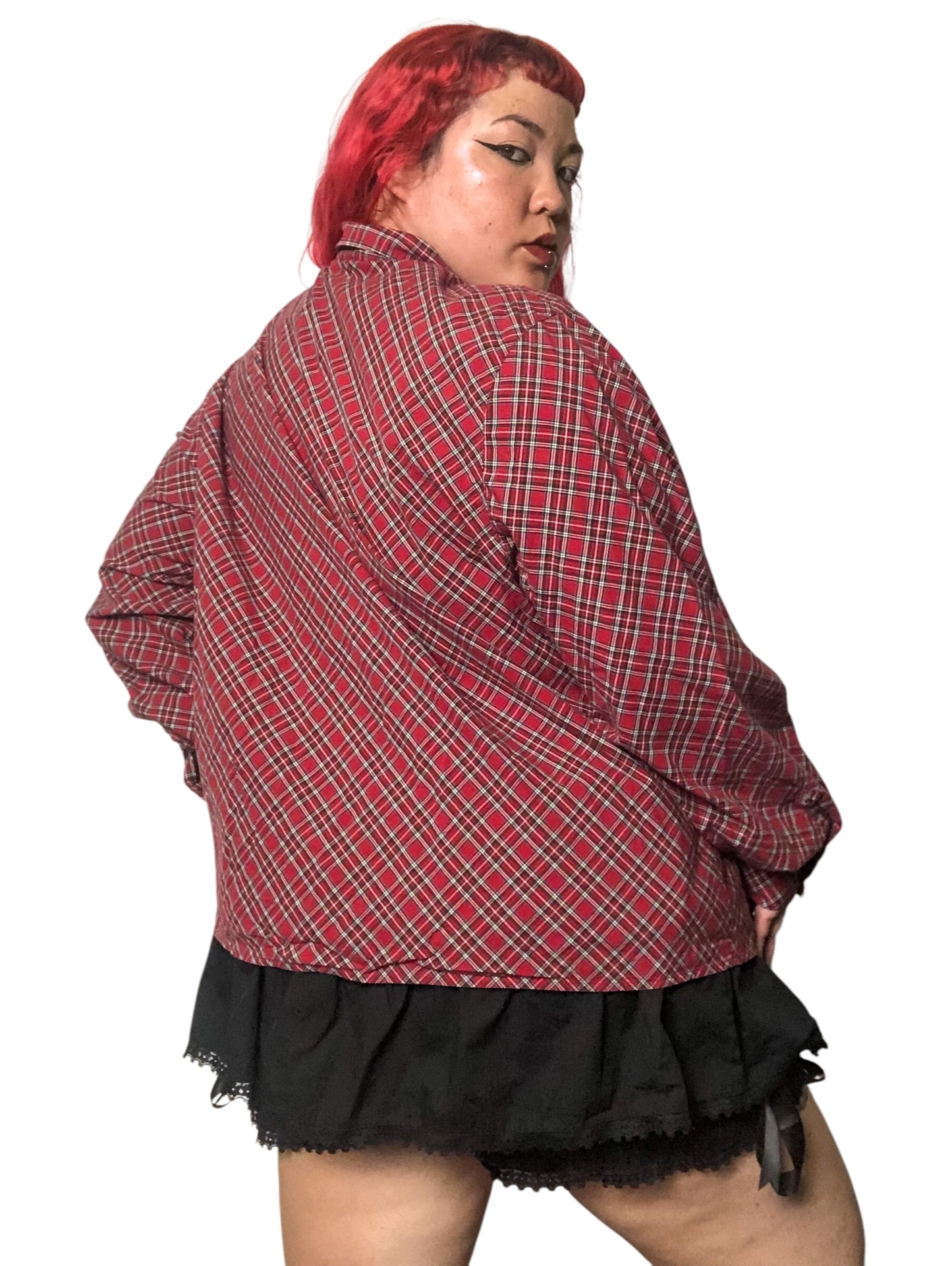 Y2K Talbots Red Tartan Plaid Button Down Shirt (3X)