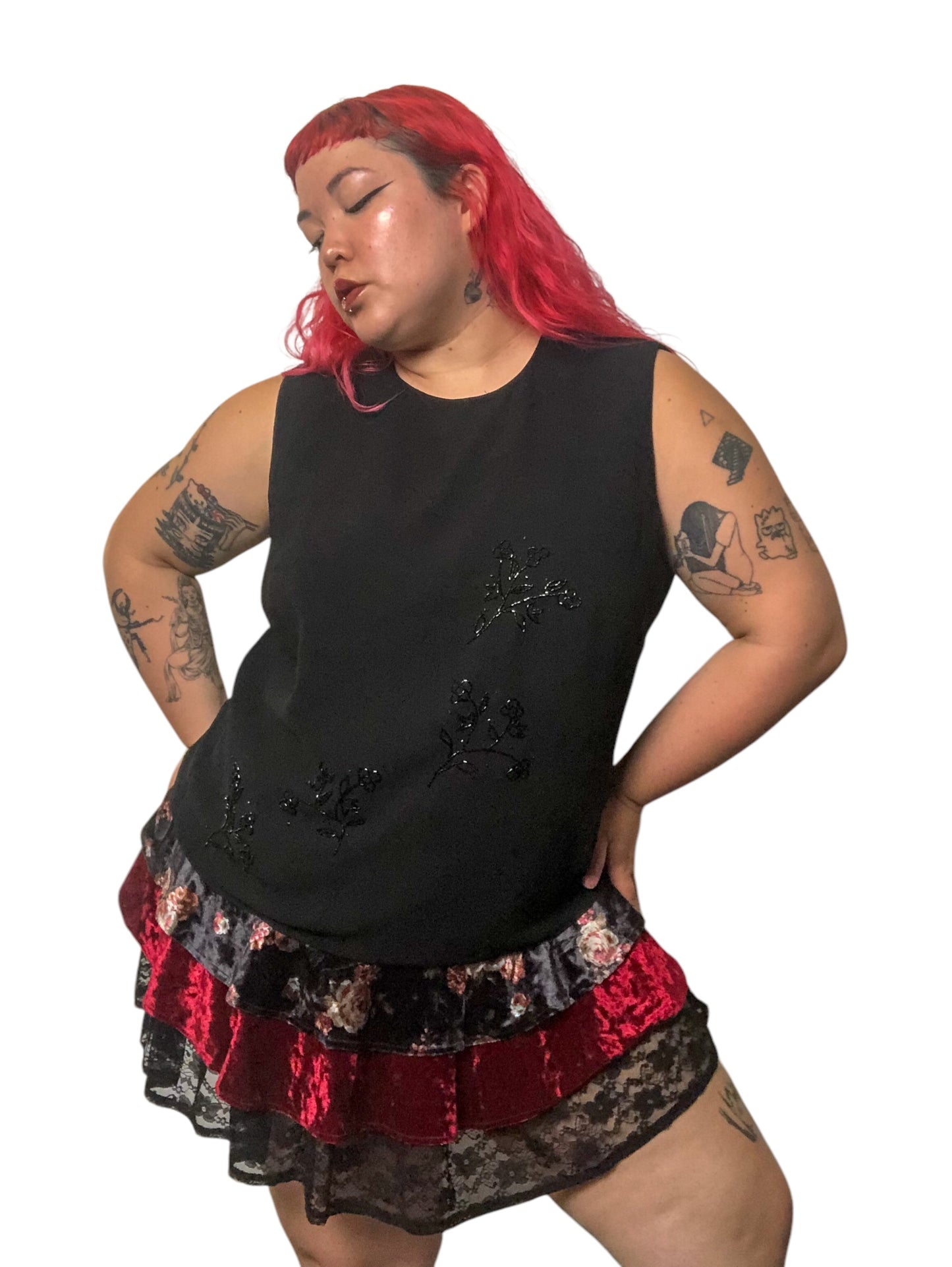 90’s After Dark Mesh Layered Tank Top (2X)