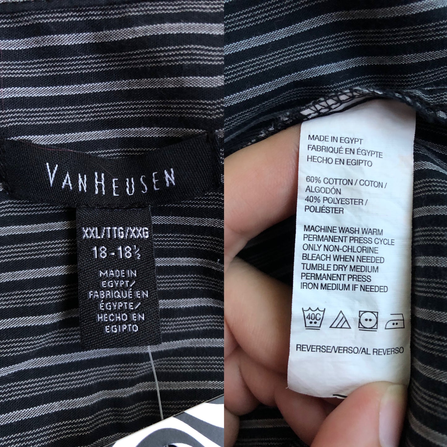 Y2K/Modern Van Heusen Gray Striped Button Down Shirt (2X/3X)