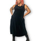 60’s/70’s Bechamel Black Velvet Midi Dress (XL)