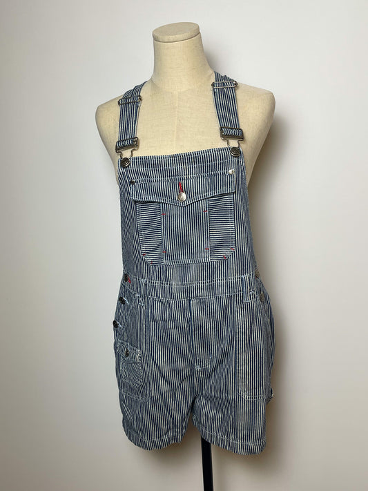 90’s/Y2K Railroad Stripe Overall Shorts (M)