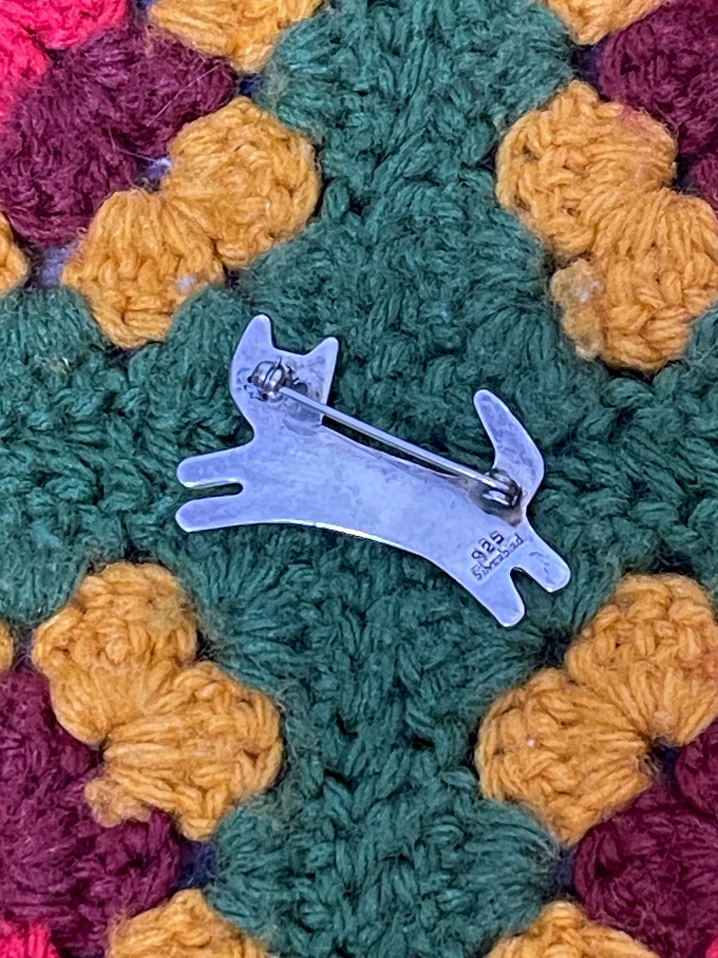 Vintage Silver Cat Brooch