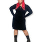 Y2K Black Velvet Long Sleeve Dress (XL/1X)