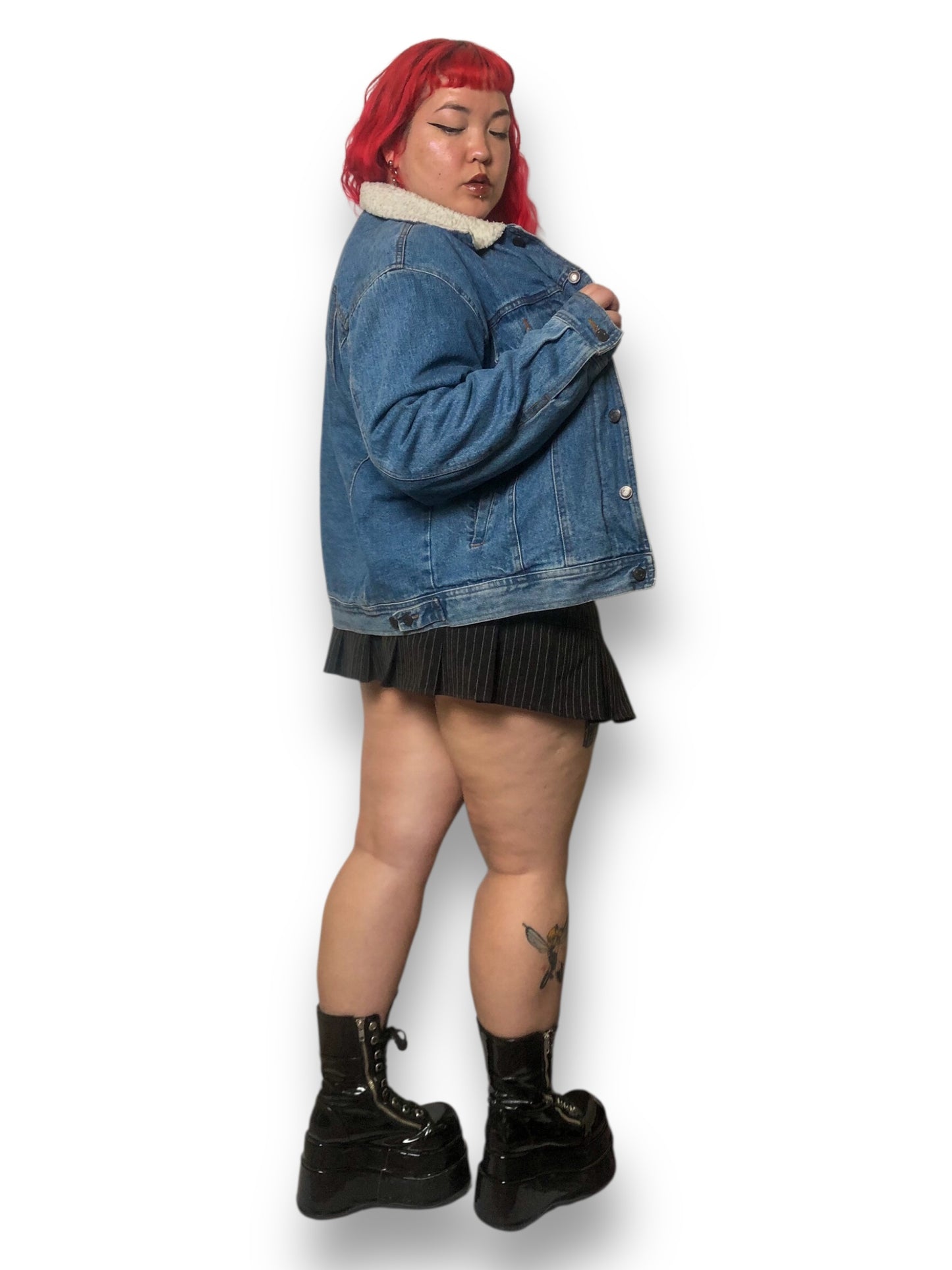 90’s Casual Place Sherpa-Lined Denim Jacket (L)
