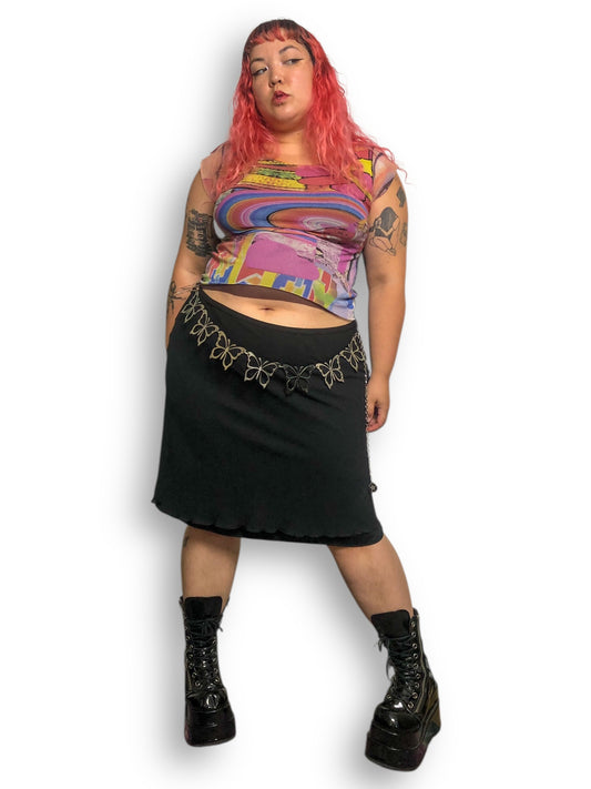 90’s Robbie Bee Black Mesh Layered Skirt (3X)