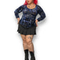 Y2K/Modern Blue Leopard Print Velvet Shirt (L/XL)