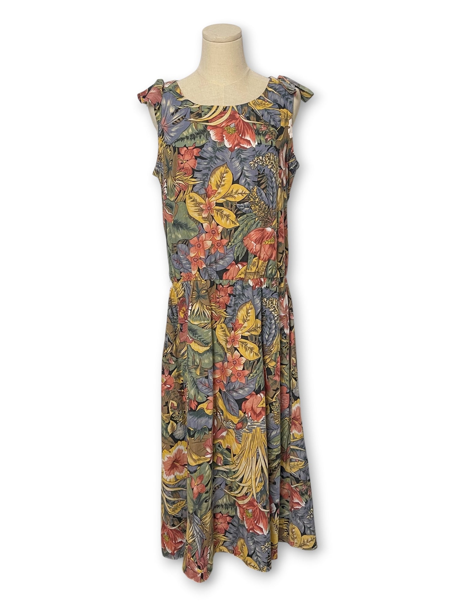 80’s/90’s Retro Tropical Midi Dress (XL/1X)