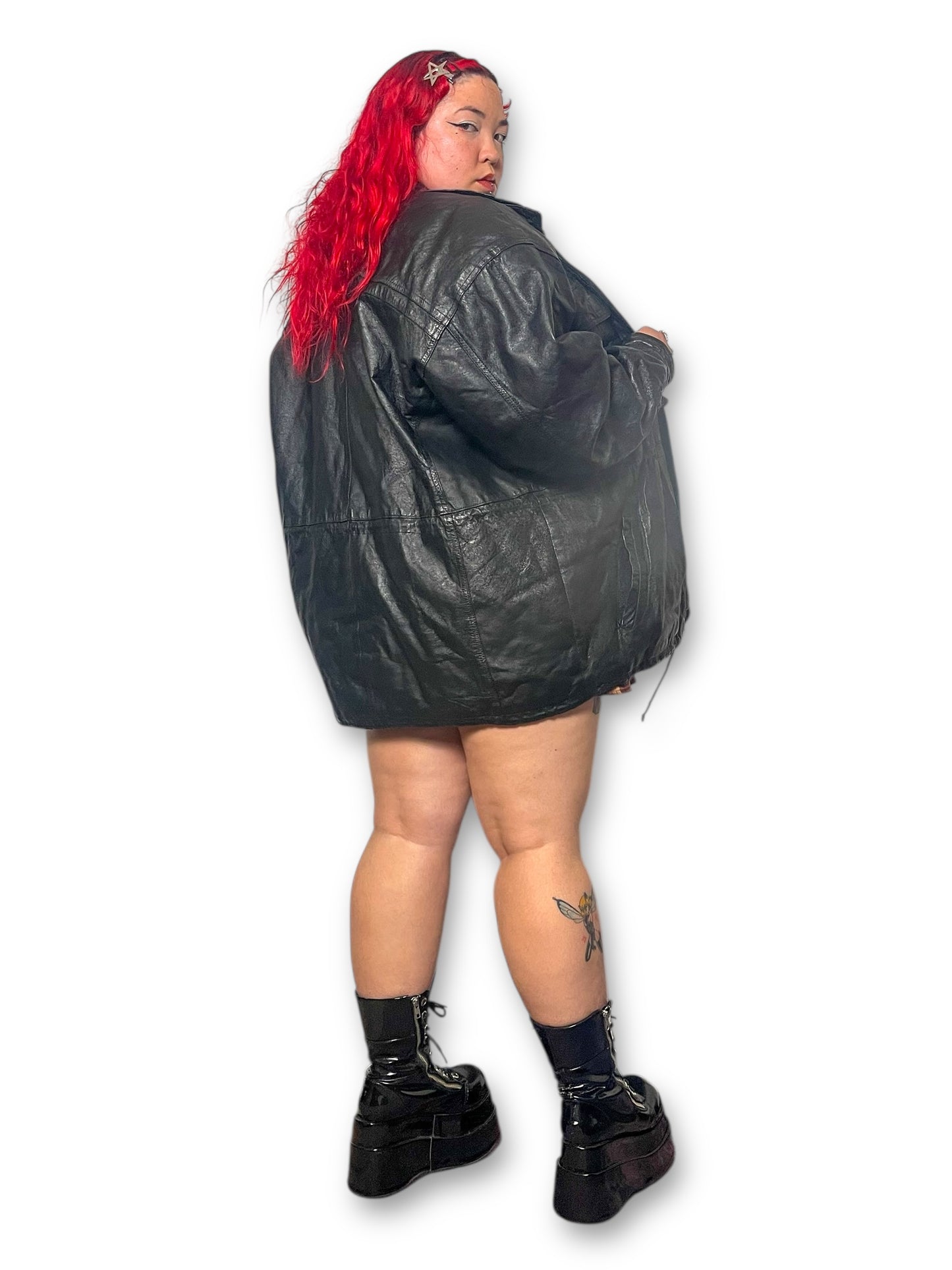 80’s/90’s Phase 2 Black Leather Jacket (XL/1X/2X)