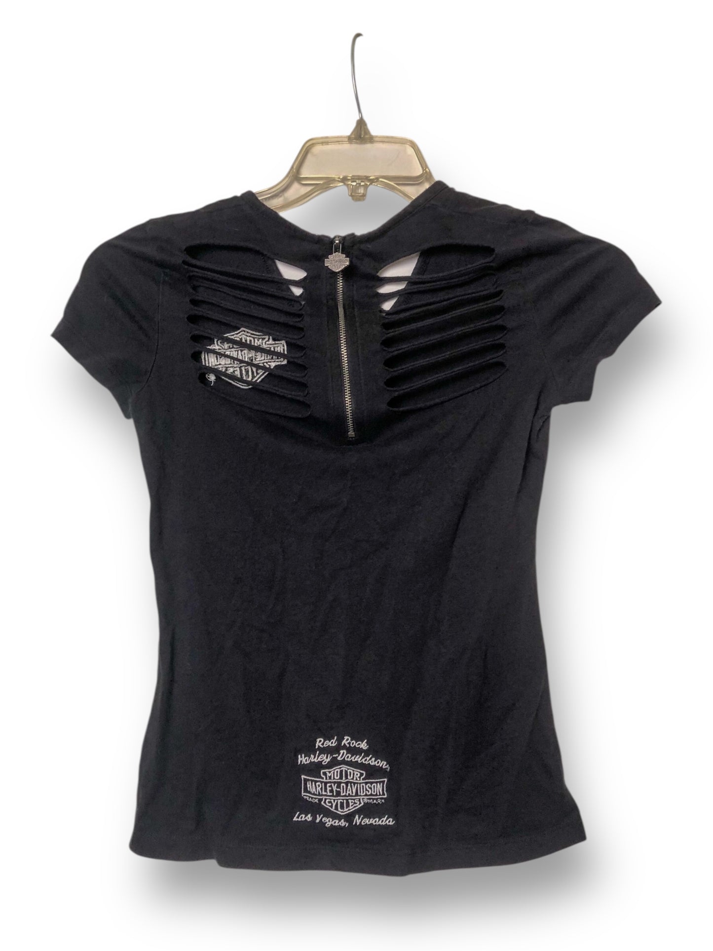 Harley Davidson Black V-Neck Top (S)