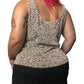 90’s Alex Evenings Glittery Tan Leafy Print Tank Top (XL/2X)