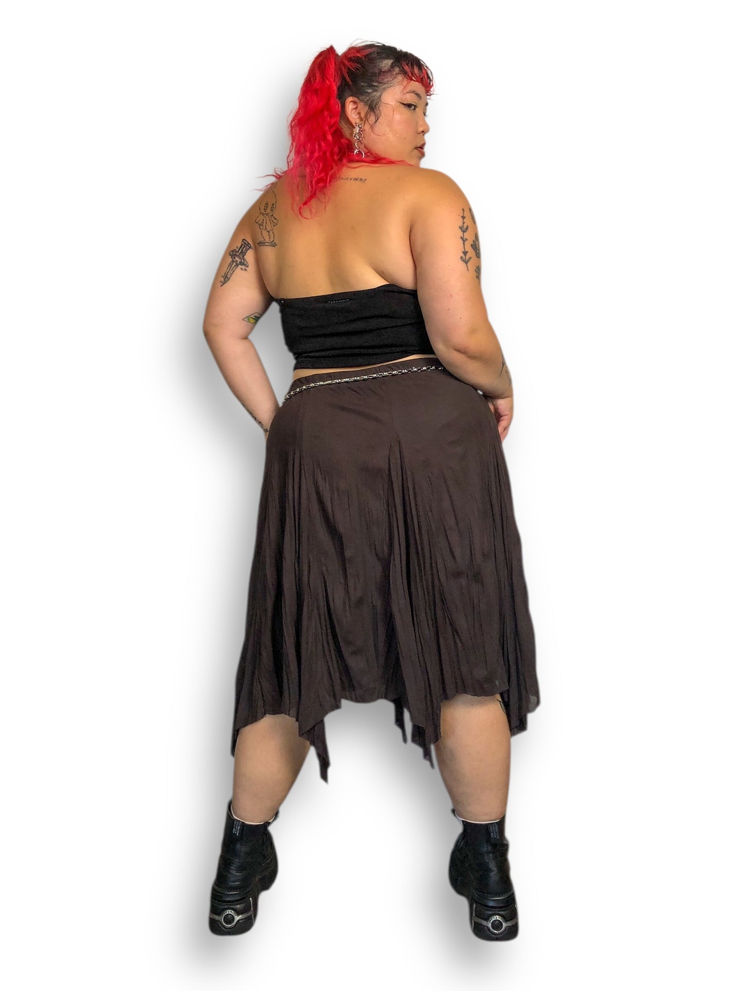90’s/Y2K Maurices Brown Handkerchief Skirt (2X/3X/4X)