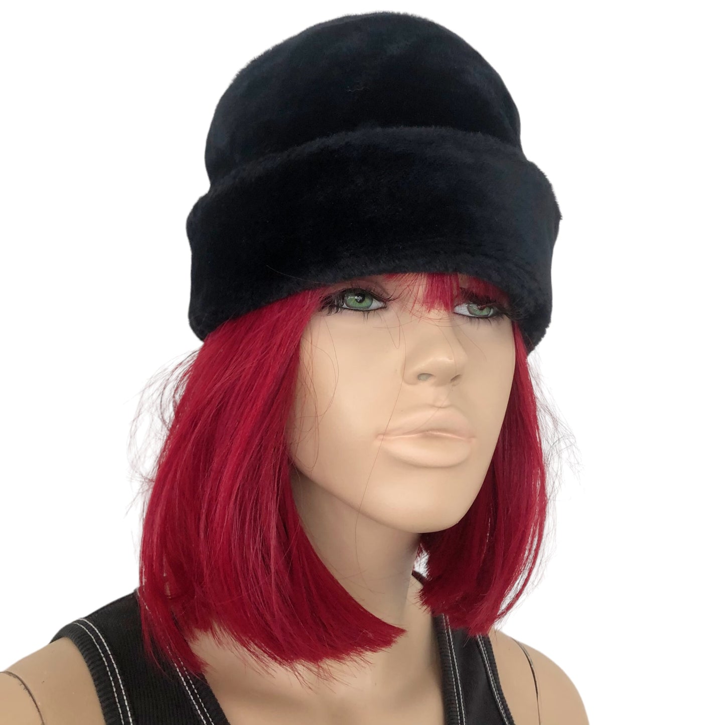 30’s/40’s Black Faux Fur Cap