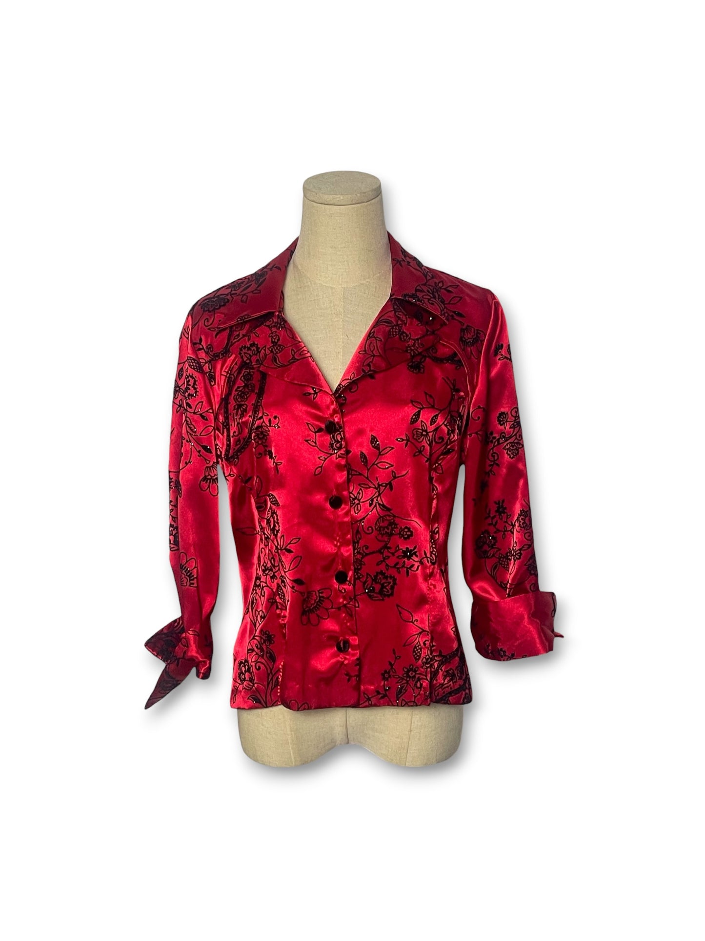 90’s Floral Paisley Satin Blouse (S)