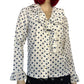 70’s Rhoda Lee White and Navy Blue Polka Dot Retro Blouse (L)