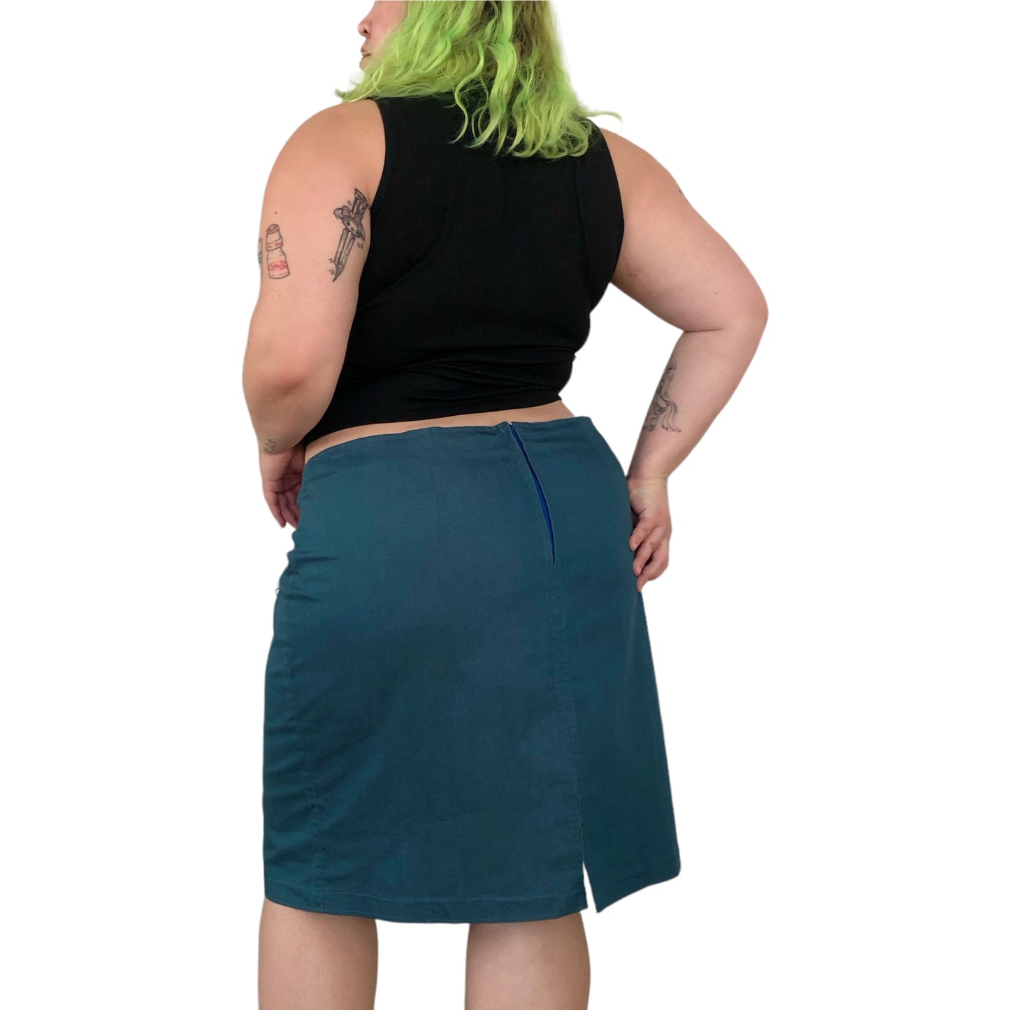 90’s/Y2K Teal Blue Pencil Skirt (2X/3X)