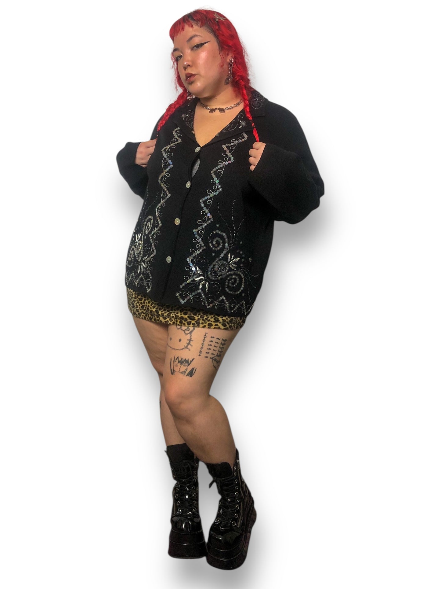 90’s Carole Little Black Cardigan Sweater (2X)