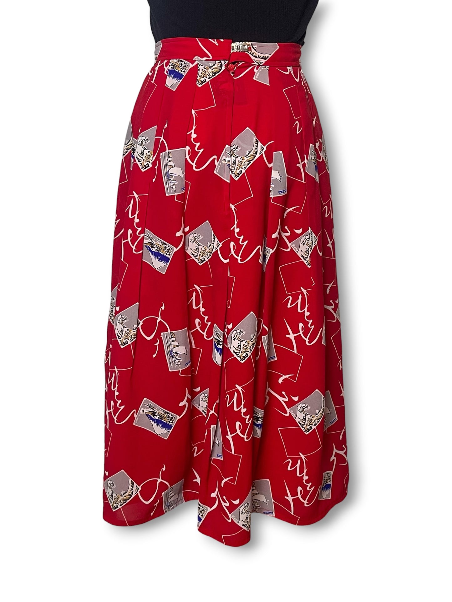 60’s/70’s Japanese Print Pleated Skirt (XS)