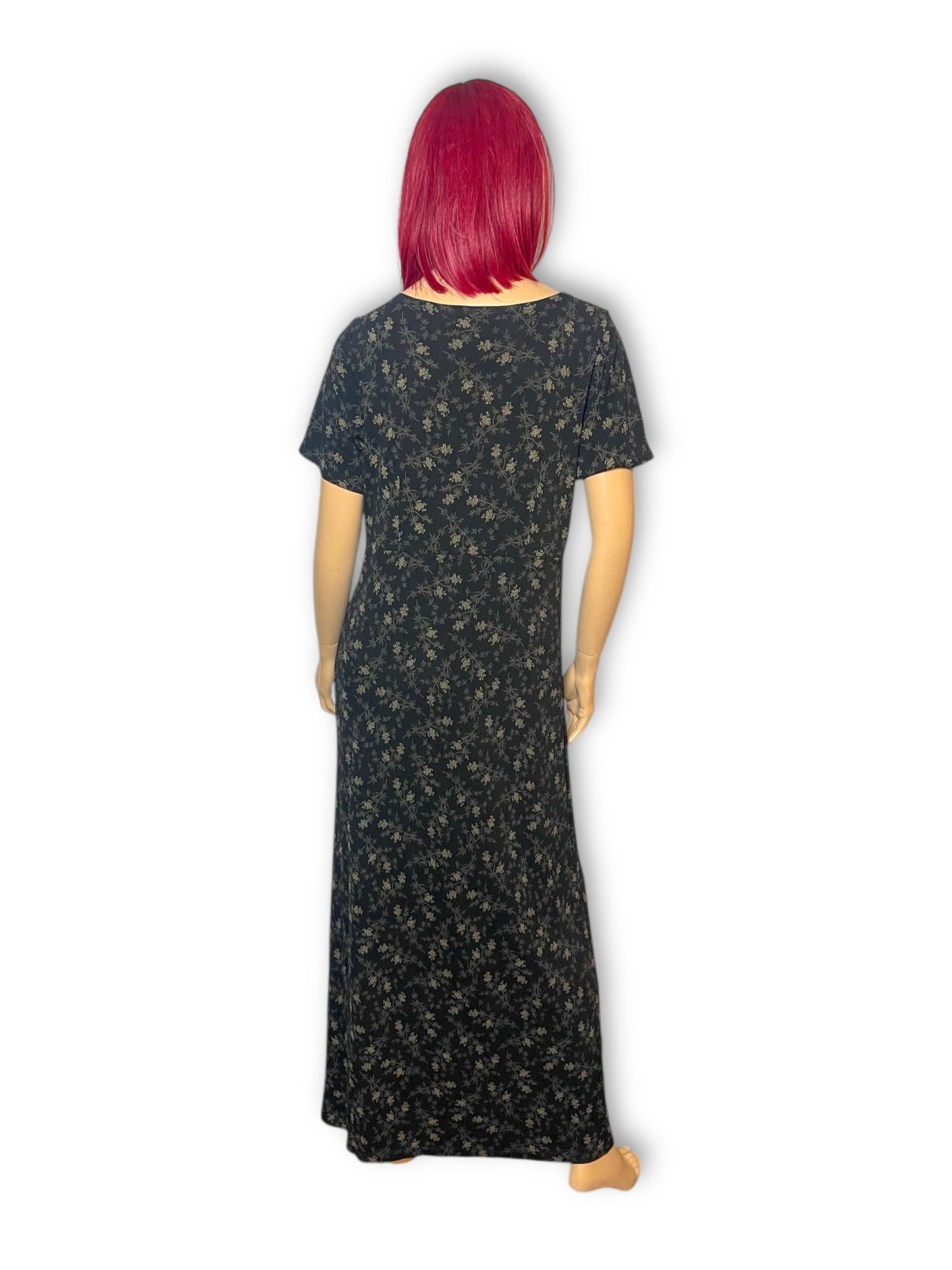 90’s Eddie Bauer Black Floral Maxi Dress (L)
